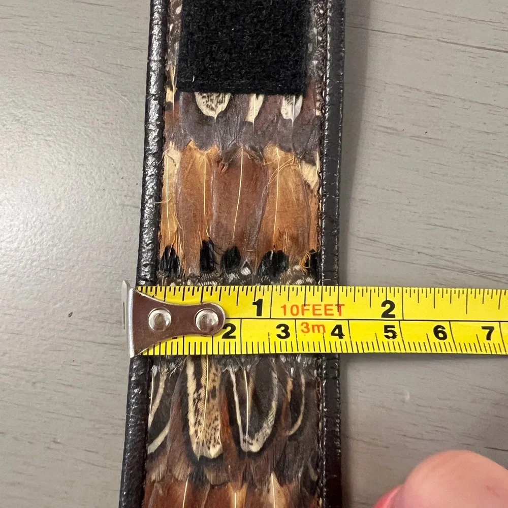 Vintage Guy Laroche Genuine Peacock Feather Belt Gold Hardware 40” Women’s XL